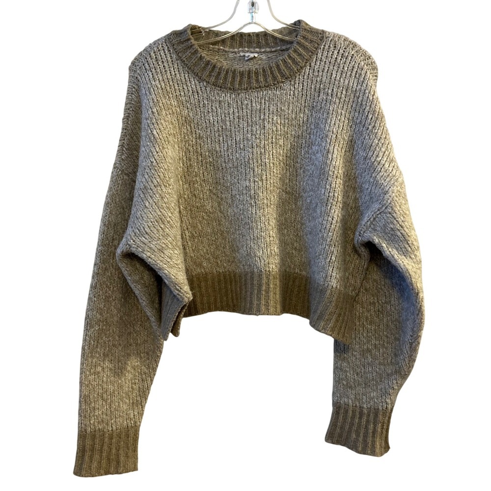 GARAGE Women's Size Large Knit Sweater Pullover Crew Neck Taupe Marled
